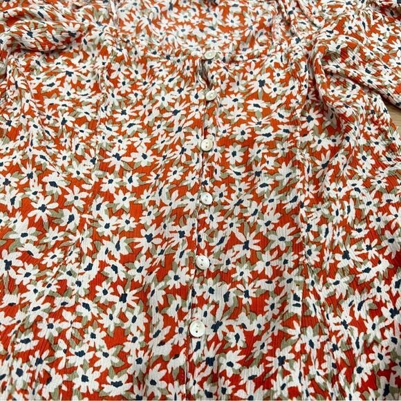 Patrons of Peace Orange Floral Off the Shoulder Ruffle Dress Women’s Medium - Picture 3 of 6